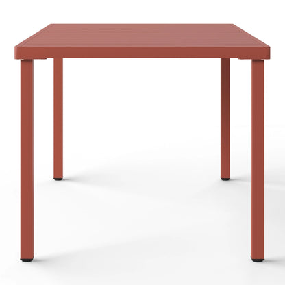 WestinTrends Playa 7-Piece Outdoor Rectangular Metal Patio Dining Table Set With Stackable Patio Dining Chairs, Red