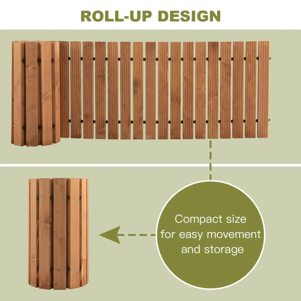 Yardi Yard 8 Feet Roll-out Weather-Resistant Patio Hardwood Pathway, 22 Inch Wide High-Grade Fir Wood Garden Pathway, Hardwood Pathway for Outdoor as Porch, Yard, Light Brown