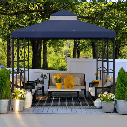 10x10 Canopy Replacement Top Double Tiered Gazebo Cover for Yard, Patio & Garden Durable Sunshade Replacement (Navy Blue)