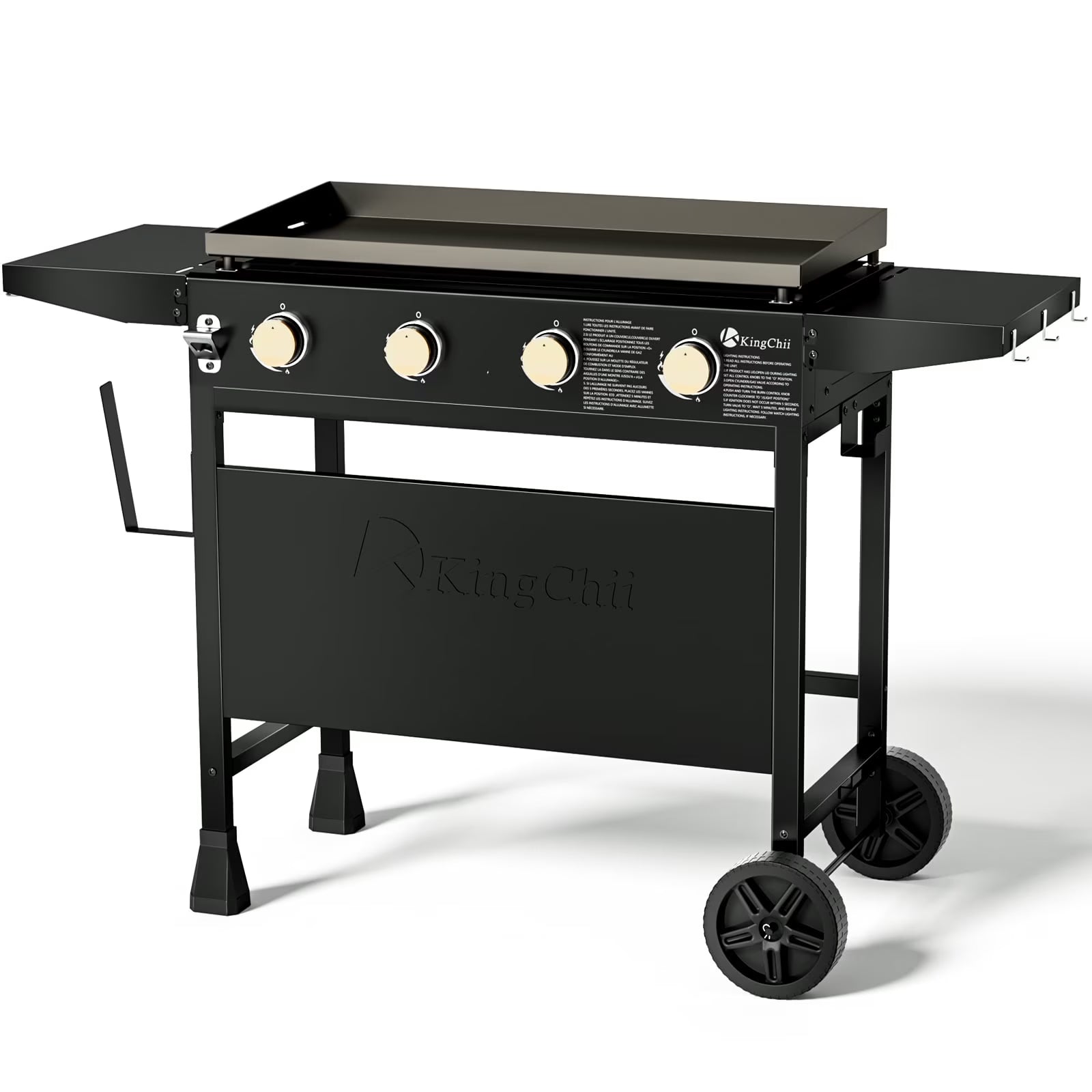KingChii 4-Burner 32" Propane Griddle Outdoor Flat Top Gas Grill Griddle with Hard Cover for Camping, Tailgating, BBQ, Parties, Backyard & Patio