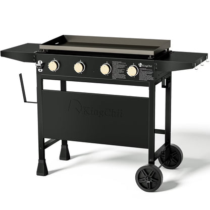 KingChii 4-Burner 32" Propane Griddle Outdoor Flat Top Gas Grill Griddle with Hard Cover for Camping, Tailgating, BBQ, Parties, Backyard & Patio