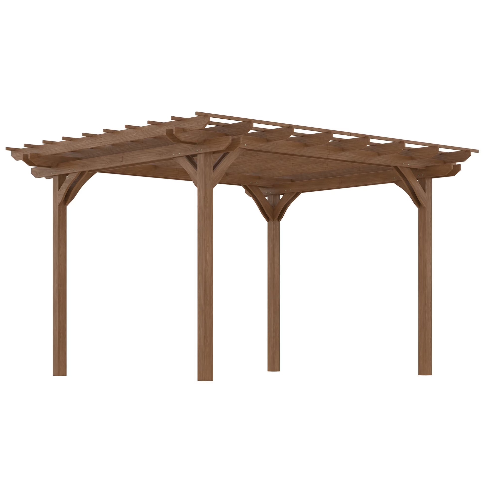 Outsunny 12' x 10' Wooden Pergola Grape Trellis, Outdoor Gazebo for Garden, Patio, Backyard, Deck, Gray