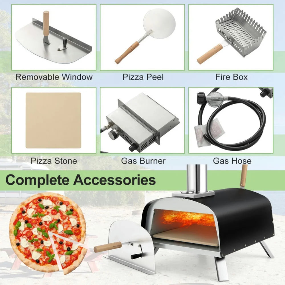 Topcobe Portable Multi-Fuel Pizza Oven with Pizza Stone and Pizza Peel, Cooking Space for Backyard, Patio and Parties