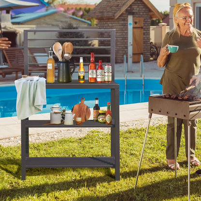 Domi Outdoor Kitchen Series 5-Piece Modular Outdoor Kitchen, Aluminum Storage Islands Sink Table, Corner Bar Cabinet Grill Storage Cabinet with Protective Cover, Outdoor Kitchen for Deck, Patio, Backy