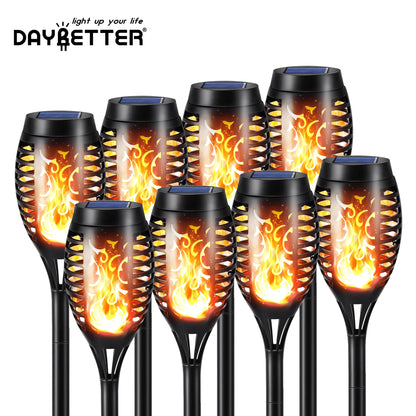 DAYBETTER 8Pack Solar Torch Lights, Flickering Flame Outdoor Lights with 96LED, Waterproof Solar Landscape and Walkway Lights Decoration for Garden Patio Yard
