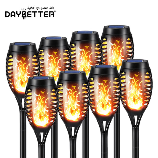DAYBETTER 8Pack Solar Torch Lights, Flickering Flame Outdoor Lights with 96LED, Waterproof Solar Landscape and Walkway Lights Decoration for Garden Patio Yard