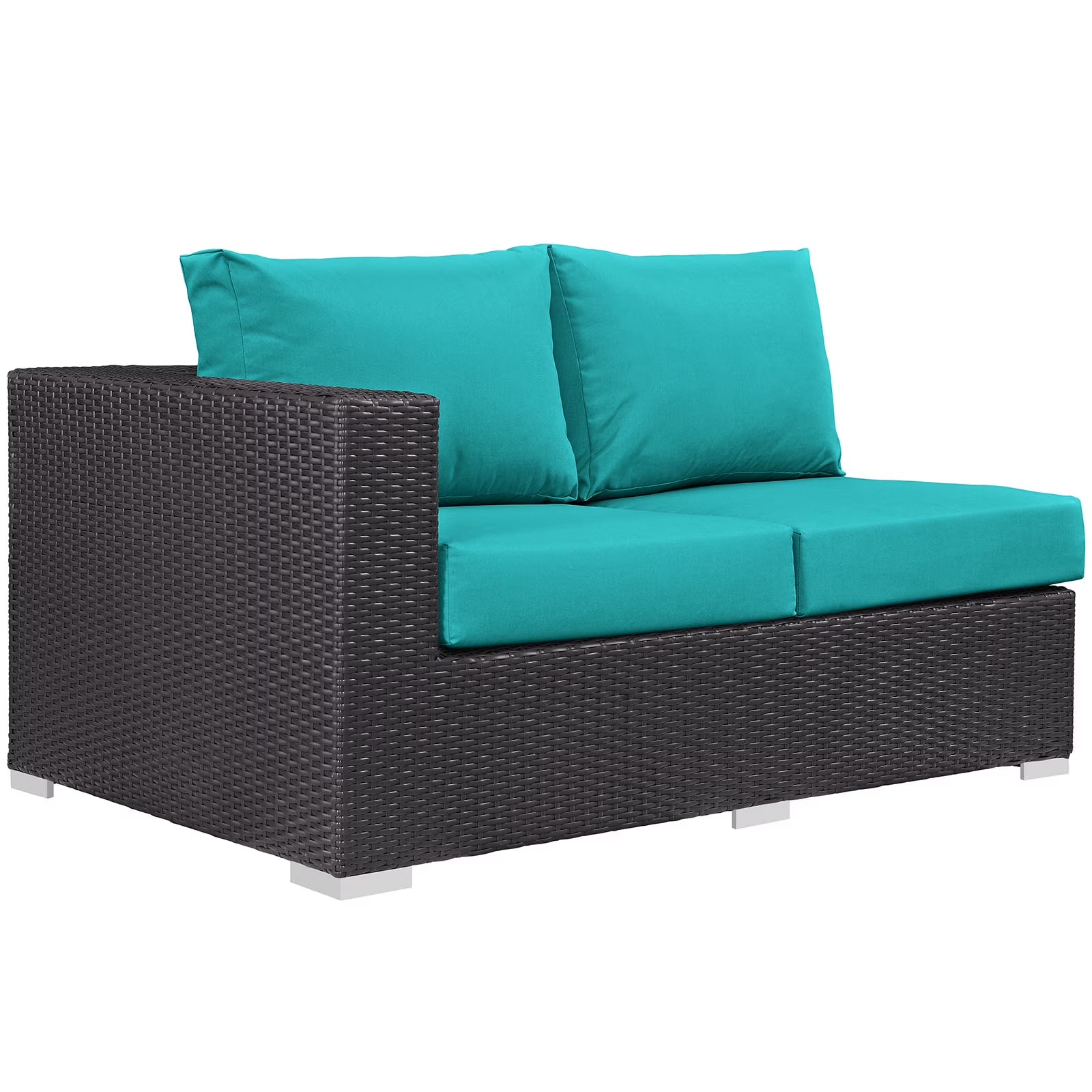 Modway Convene Outdoor Patio Left Arm Loveseat in Espresso Red