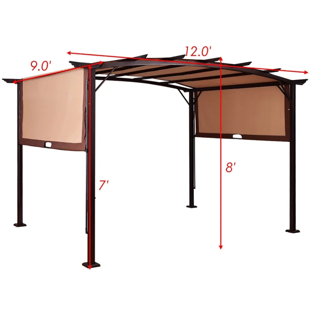 Spaco 12 x 9 Feet Outdoor Pergola Gazebo with Retractable Canopy Shades for Patio Garden Outdoor BBQ Roof Cover Grill Shelter