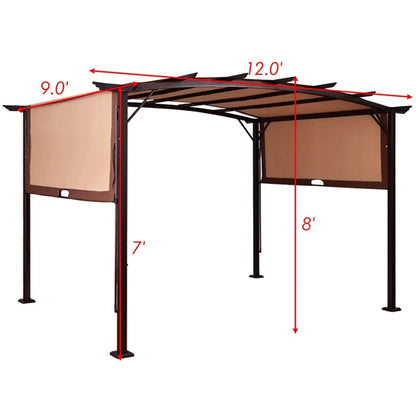 Spaco 12 x 9 Feet Outdoor Pergola Gazebo with Retractable Canopy Shades for Patio Garden Outdoor BBQ Roof Cover Grill Shelter