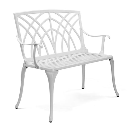 Zimtown Garden Patio Bench with Orchid Back , Aluminum Bench Chair For Backyard & Porch & Path, 38'' Bronze