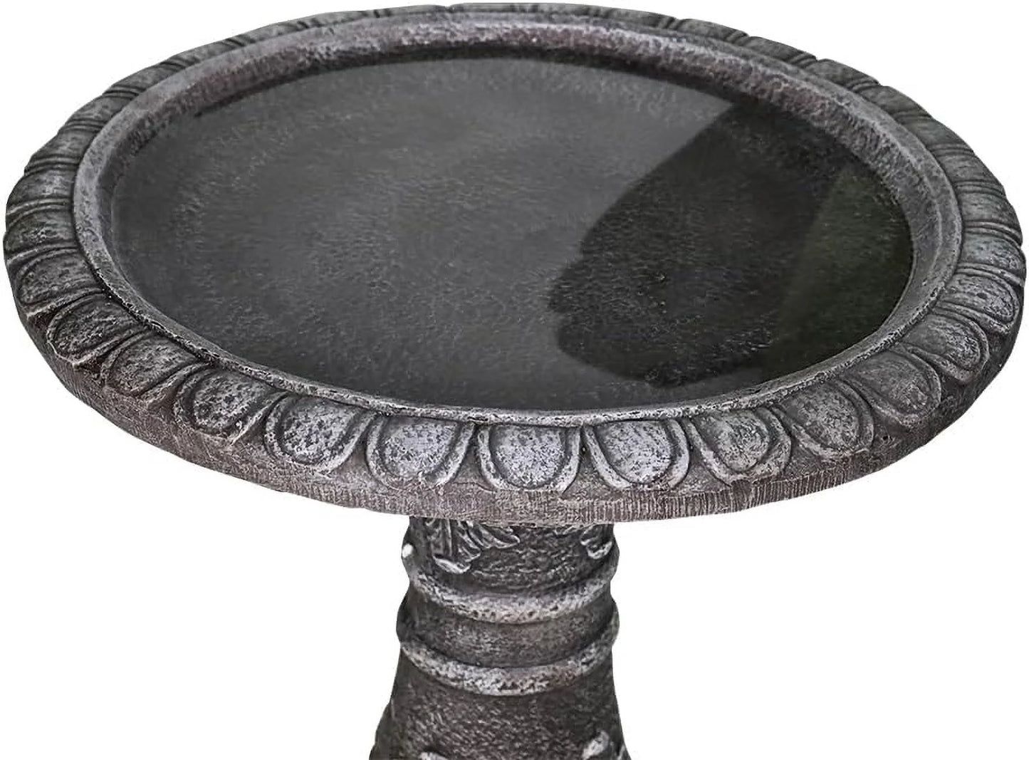 24.4" H Cement Bird Bath for Garden- Fibre Reinforced Concrete Bird Baths for Outdoors, Large Size Vintage Carved Pedestal Birdbath for Patio, Yard, Lawn -20 in. Dia. X 24.4 in. H Bird Fountain