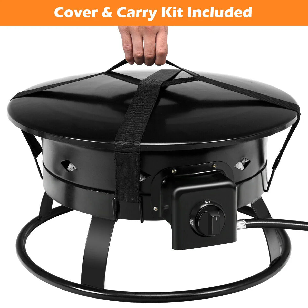 Costway Portable Fire Pit Outdoor 58,000 BTU Propane Patio Lava Rocks Camping Events