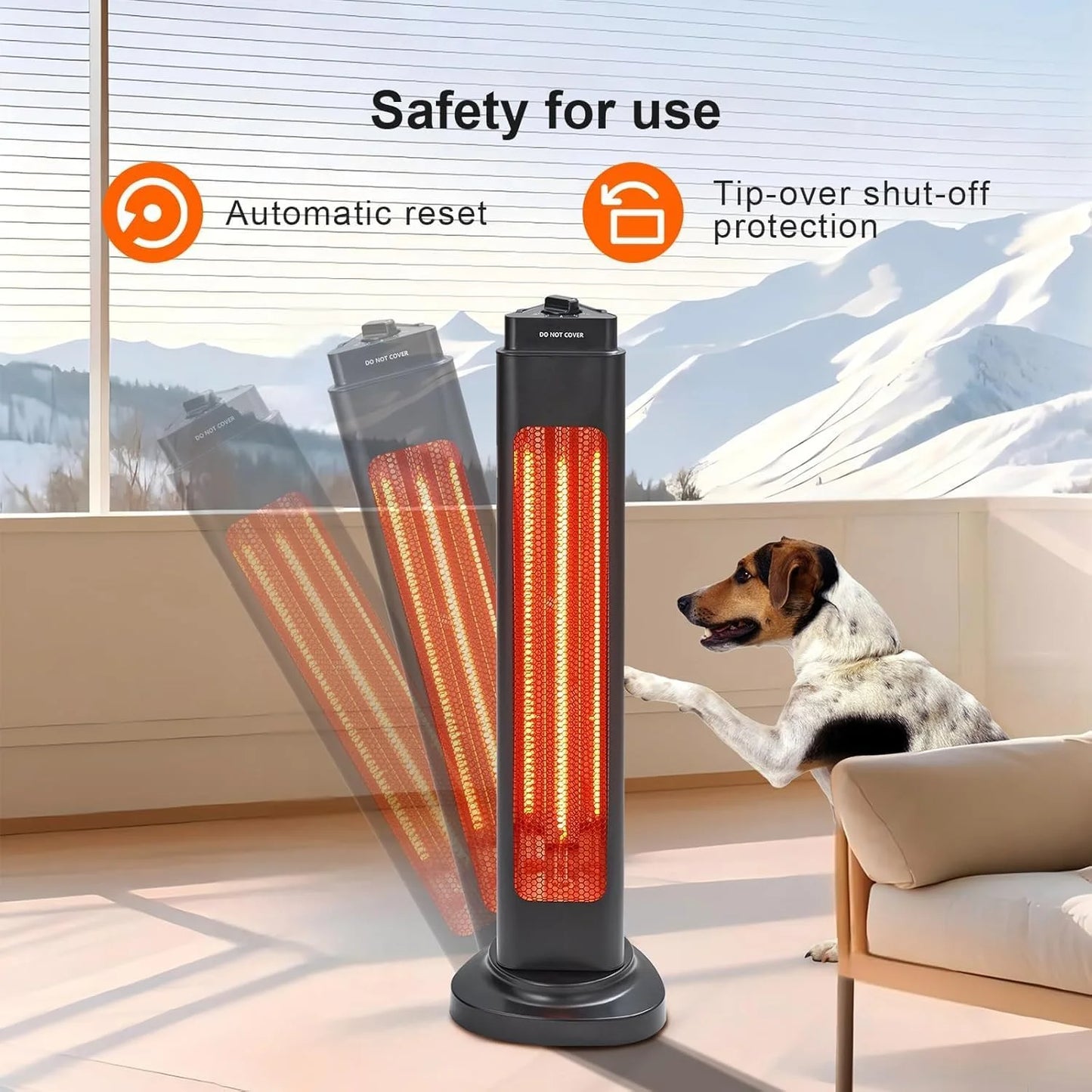 Acekid Outdoor Heater for Patio, 1500W Electric Outdoor Heater With 3 Heating Level (500W/1000W/1500W), Portable Fast Heat Garage Heater