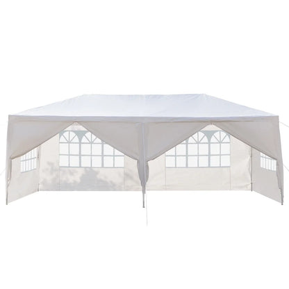10'x20' Outdoor Party Tent with 6 Removable Sidewalls, Waterproof Canopy Patio Wedding Gazebo, White