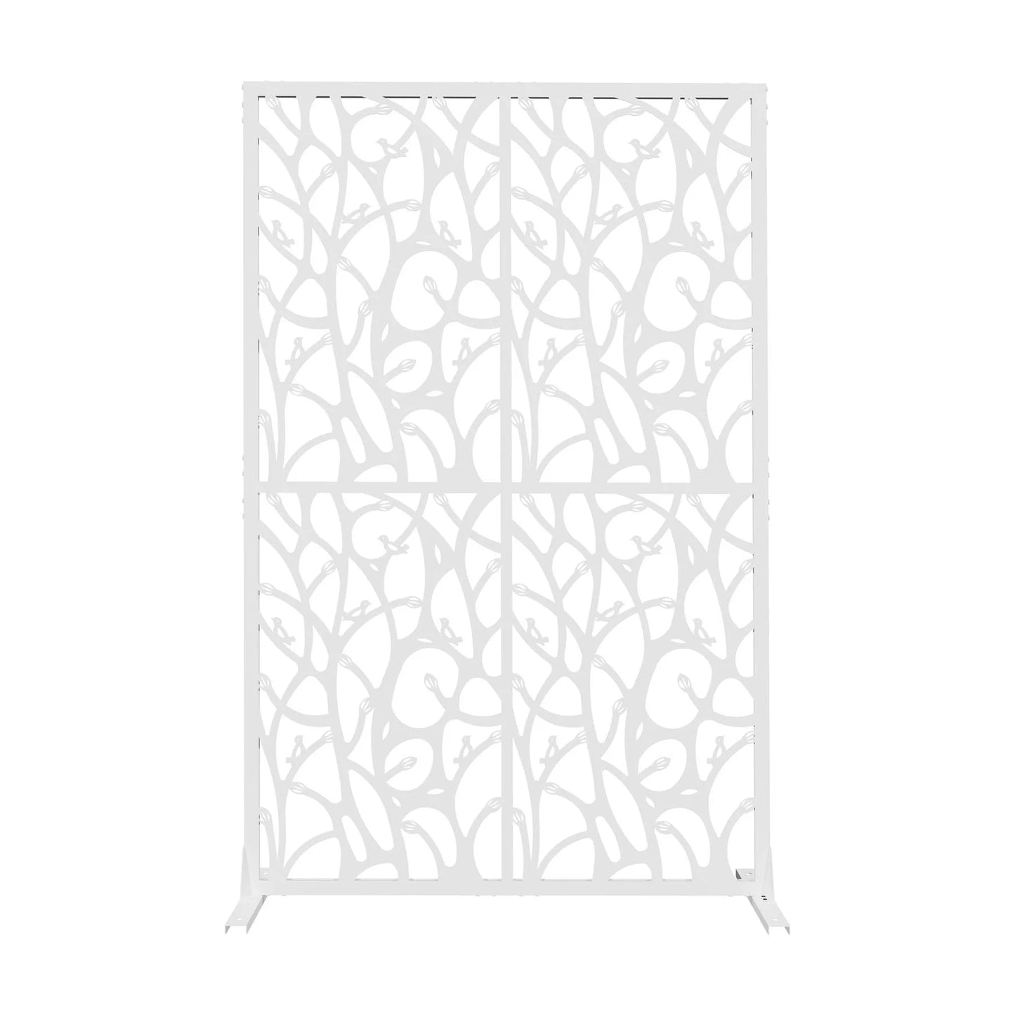 Metal Privacy Screen W3.8Ft X H6Ft Elegant White Bird Shape Outdoor Indoor Room Divider Easy To Assemble Portable Solution For Balcony Garden Patio And Living Room Privacy Needs
