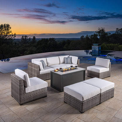 SunVilla Hudson 8-piece Fire Outdoor Patio Sectional Seating Set