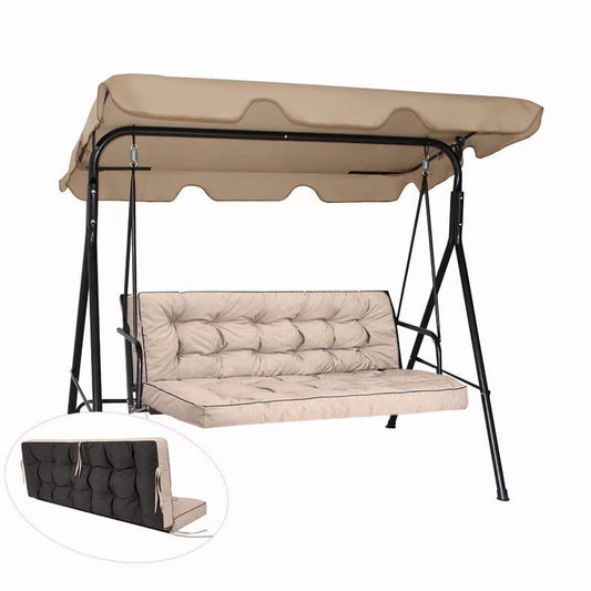 Swing Cushions 3 Seater Replacement, Waterproof Porch Swing Cushions, Thicken 5" Bench Cushions for Outdoor Furniture With Backrest , Patio Garden Loveseat Sofa Pads