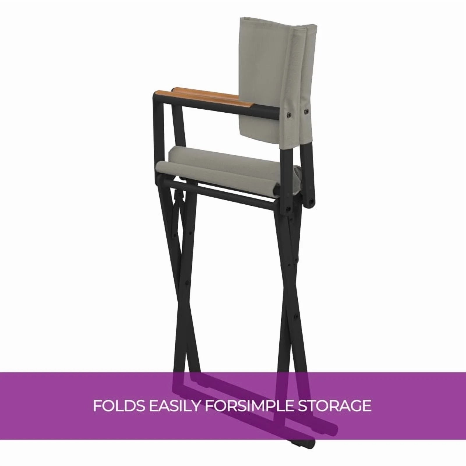 Grand Patio 22" Extra-Wide 2-Pack Directors Chairs, Foldable, Steel Frame, UV-Resistant Mesh, Wood Grain Armrests, Indoor/Outdoor, Dark Gray