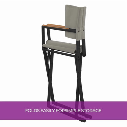 Grand Patio 22" Extra-Wide 2-Pack Directors Chairs, Foldable, Steel Frame, UV-Resistant Mesh, Wood Grain Armrests, Indoor/Outdoor, Dark Gray