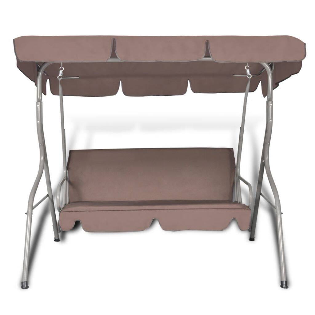 vidaXL Patio Outdoor 3 Person Hanging Canopy Swing Chair Hammock Seat Sofa Coffee/White