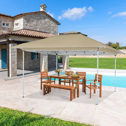 AVAWING 12x12 ft Outdoor Pop-up Canopy Party Tent Easy Setup Patio Wedding Tent, Khaki