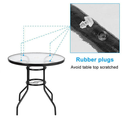 32" Outdoor Patio Rattan Wicker Bar Round Table Glass Top Yard Garden Furniture