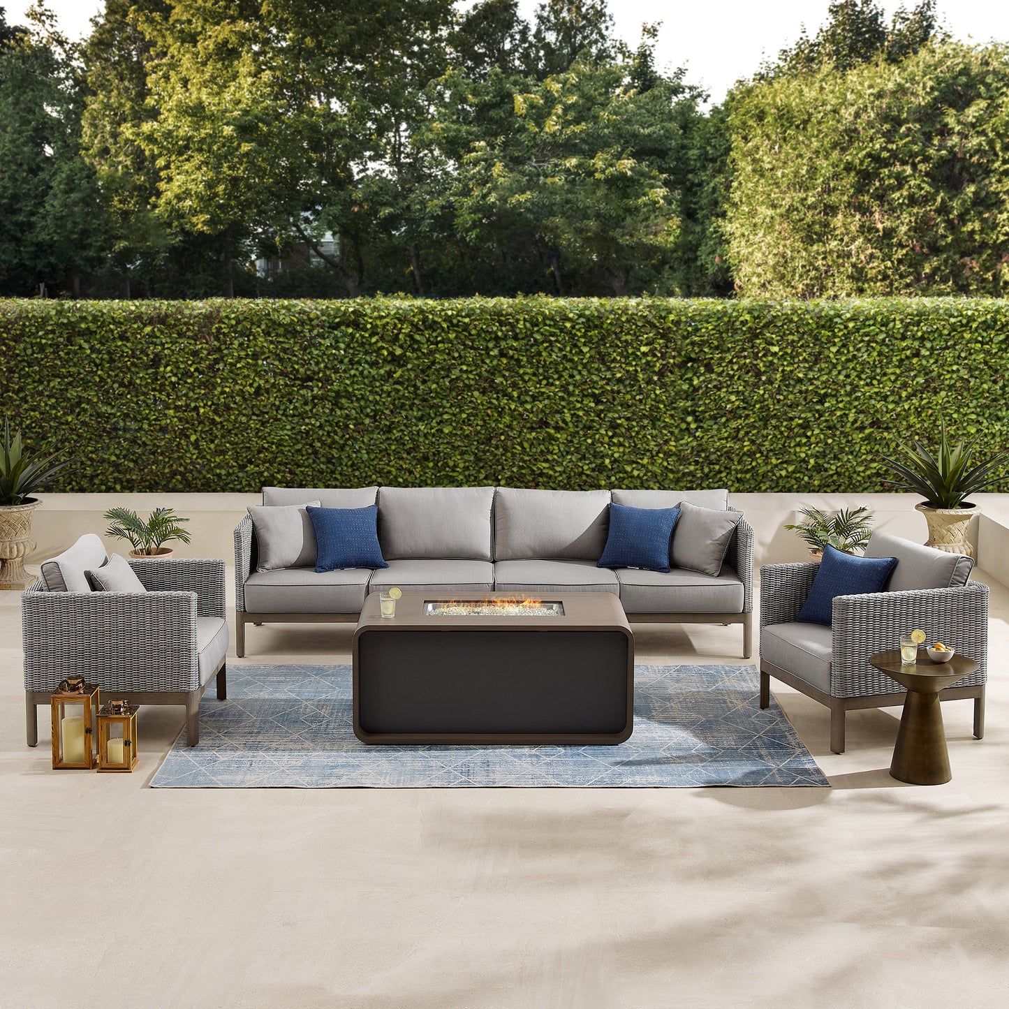 Sirio Palermo 5-piece Fire Outdoor Patio Seating Set