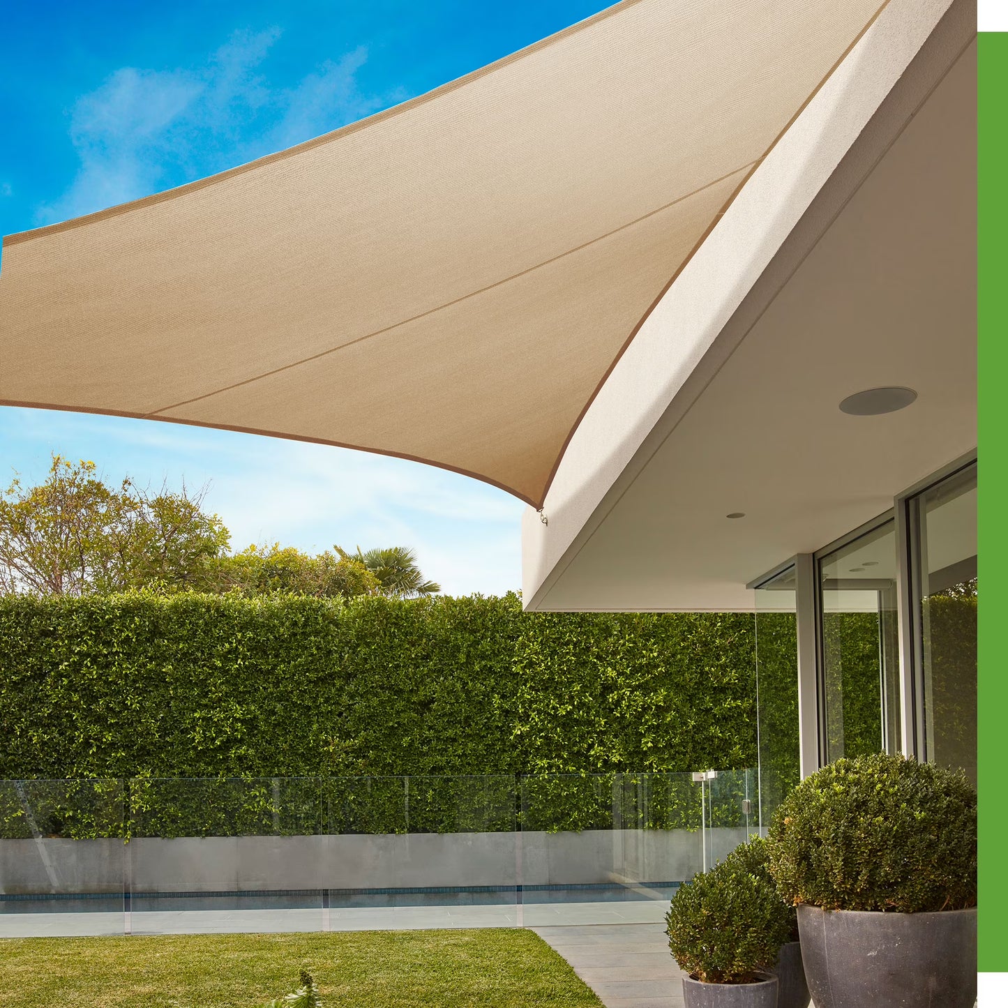 Coolaroo Premium Outdoor Sun Shade Sail with Hardware Kit 95% UV Block Protection for Backyard, Garden, Patio, 16'5" Triangle, Stone