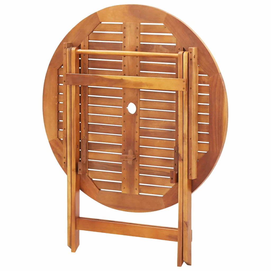 Topcobe 35.4" x 29.5" Solid Acacia Wood Bistro Table with A Umbrella Hole for Garden Patio, Brown
