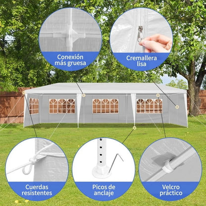 10'x30' Outdoor Party Tent with 8 Removable Sidewalls, Waterproof Canopy Patio Wedding Gazebo, White,white
