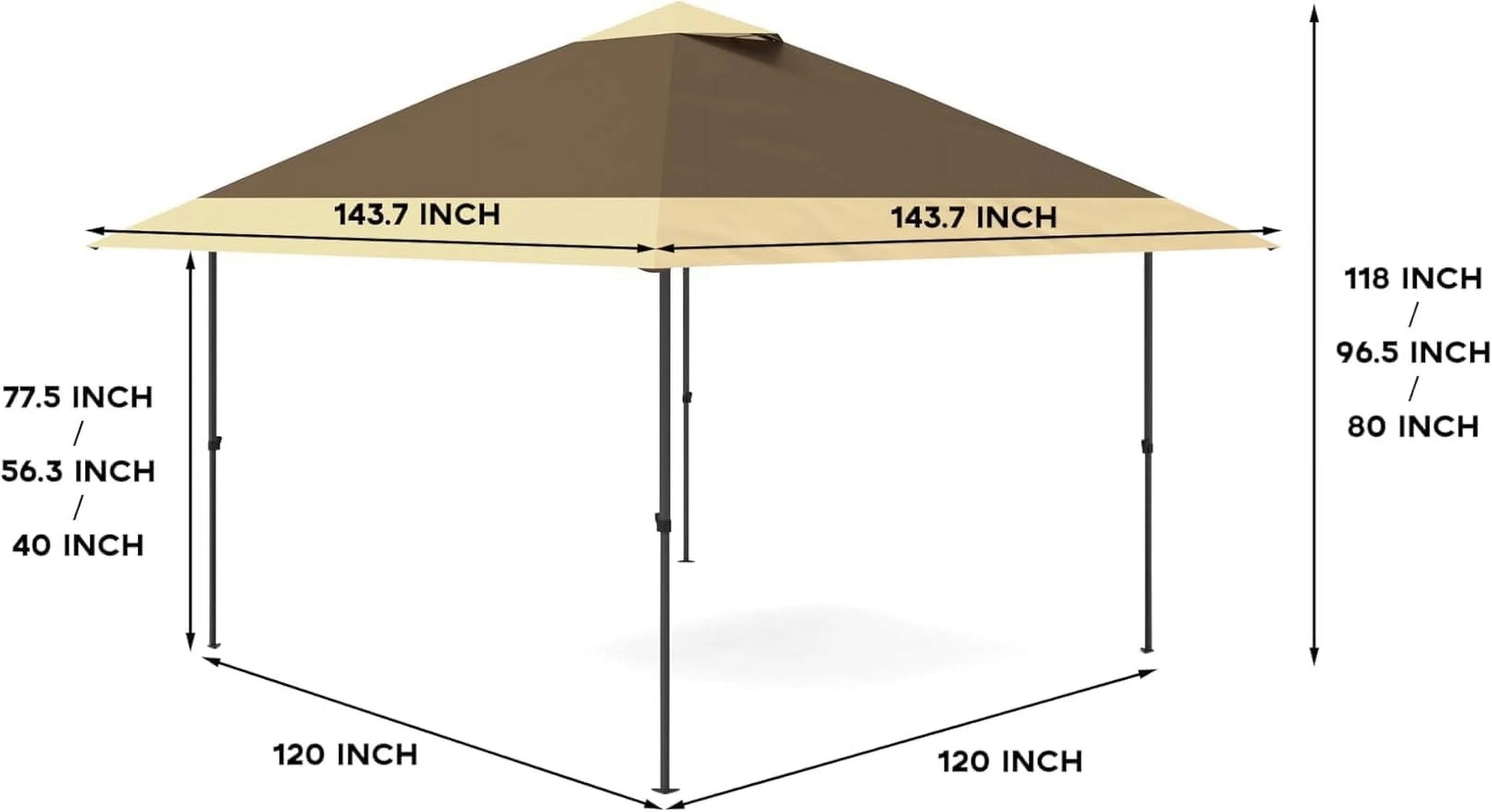 12x12FT Pop Up Gazebo,Canopy Tent on Clearance,Outdoor Patio Gazebo,Tent for Party,Wedding,Outdoor Dining,Backyard(Khaki+Light Khaki)