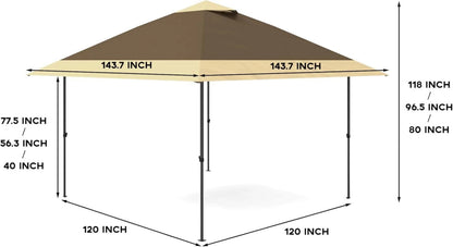 12x12FT Pop Up Gazebo,Canopy Tent on Clearance,Outdoor Patio Gazebo,Tent for Party,Wedding,Outdoor Dining,Backyard(Khaki+Light Khaki)