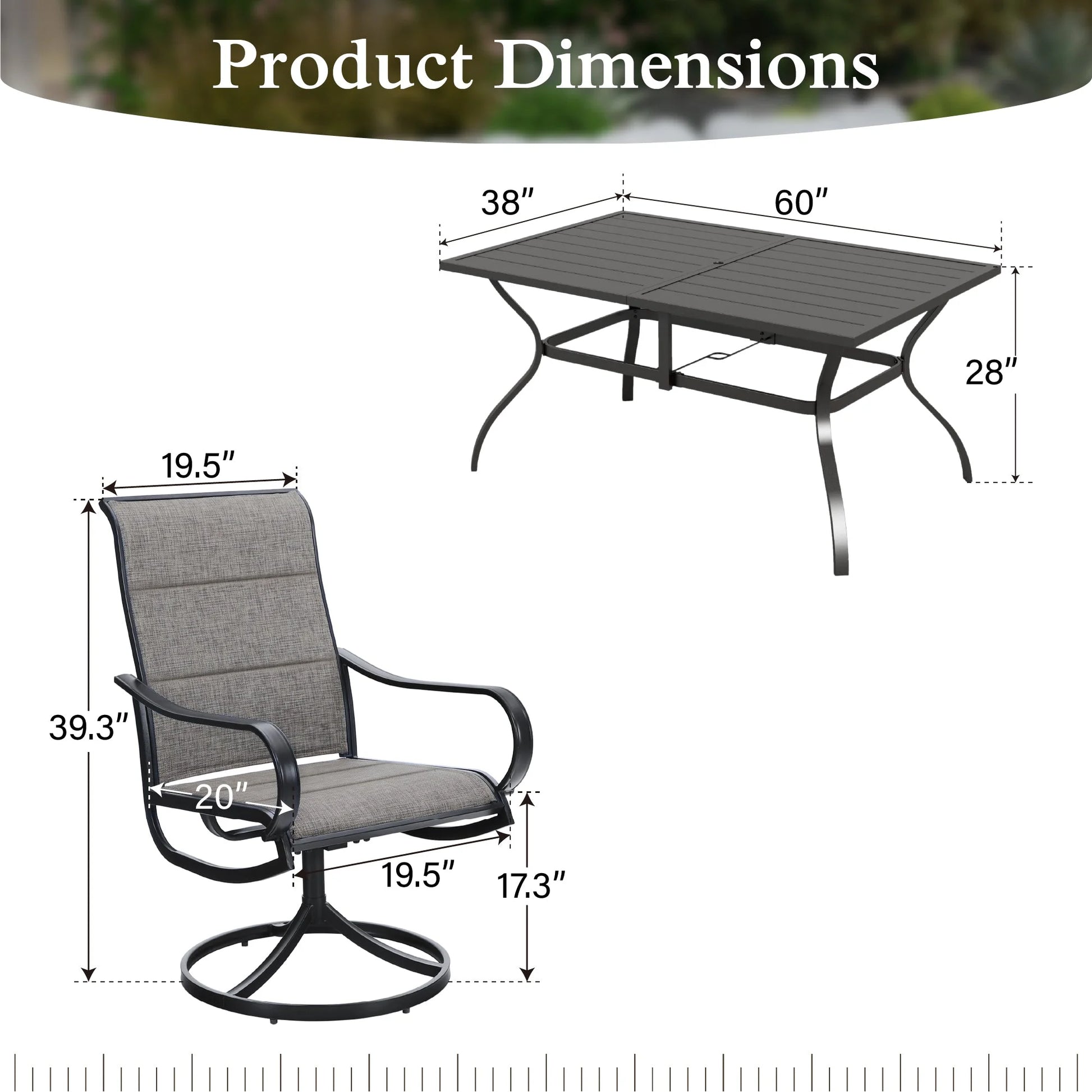 Sophia & William 7 Pieces Patio Dining Set Outdoor Textilene Swivel Padded Chairs and Table Furniture Set