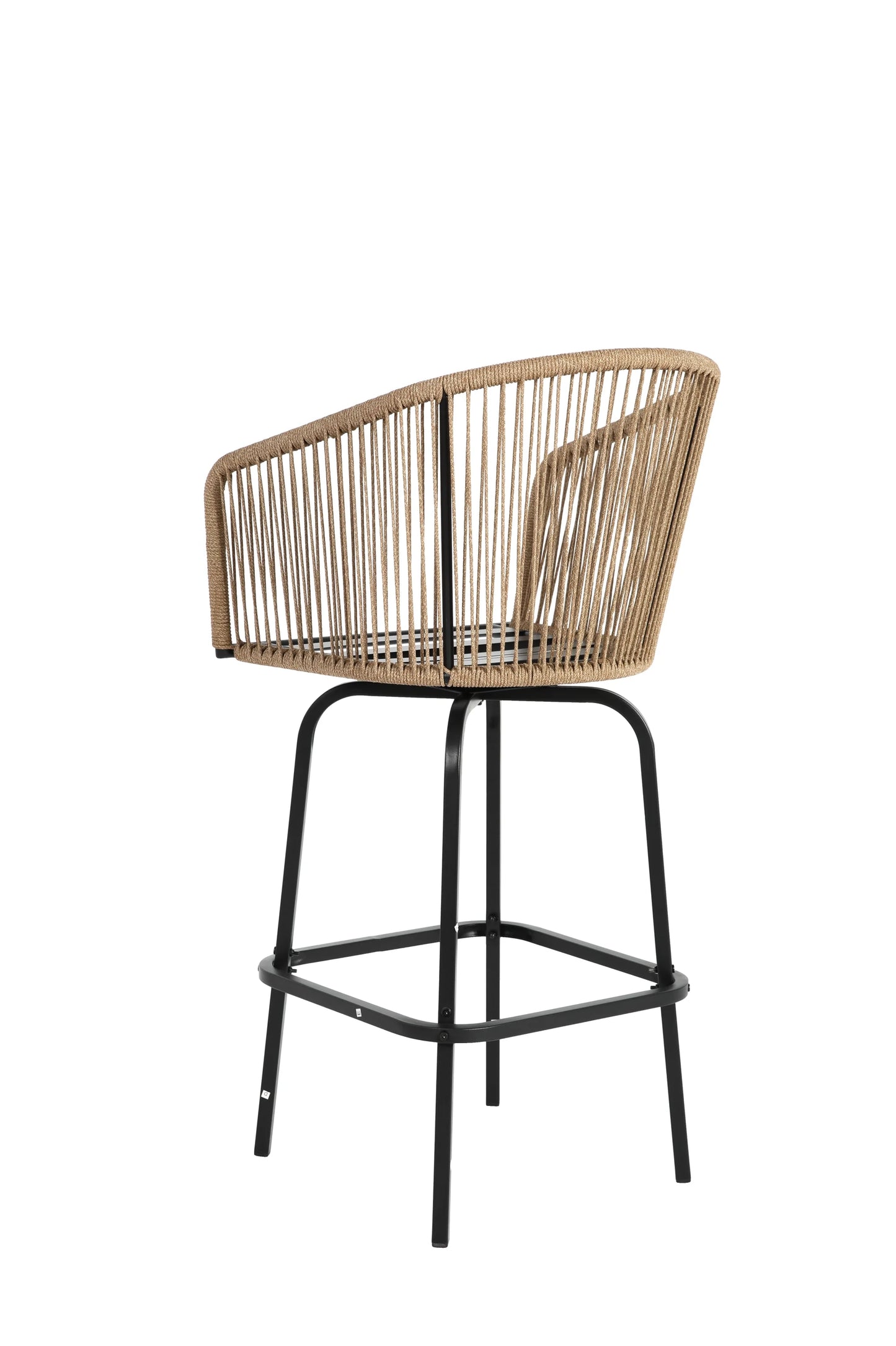 MOONMISS Outdoor Patio 360° Swivel All Weather Rattan Bar Stools(set of 2) with Backrest-Gray
