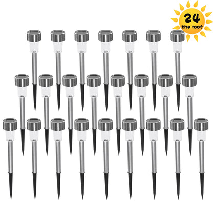 ROMUCHE 24PCS Solar Lights Outdoor Solar Garden Lights Solar Stake Lights Waterproof LED Lawn Light Seal Stainless Steel Solar Lights for Outside Pathway Garden Patio Christmas Decor(RGB)