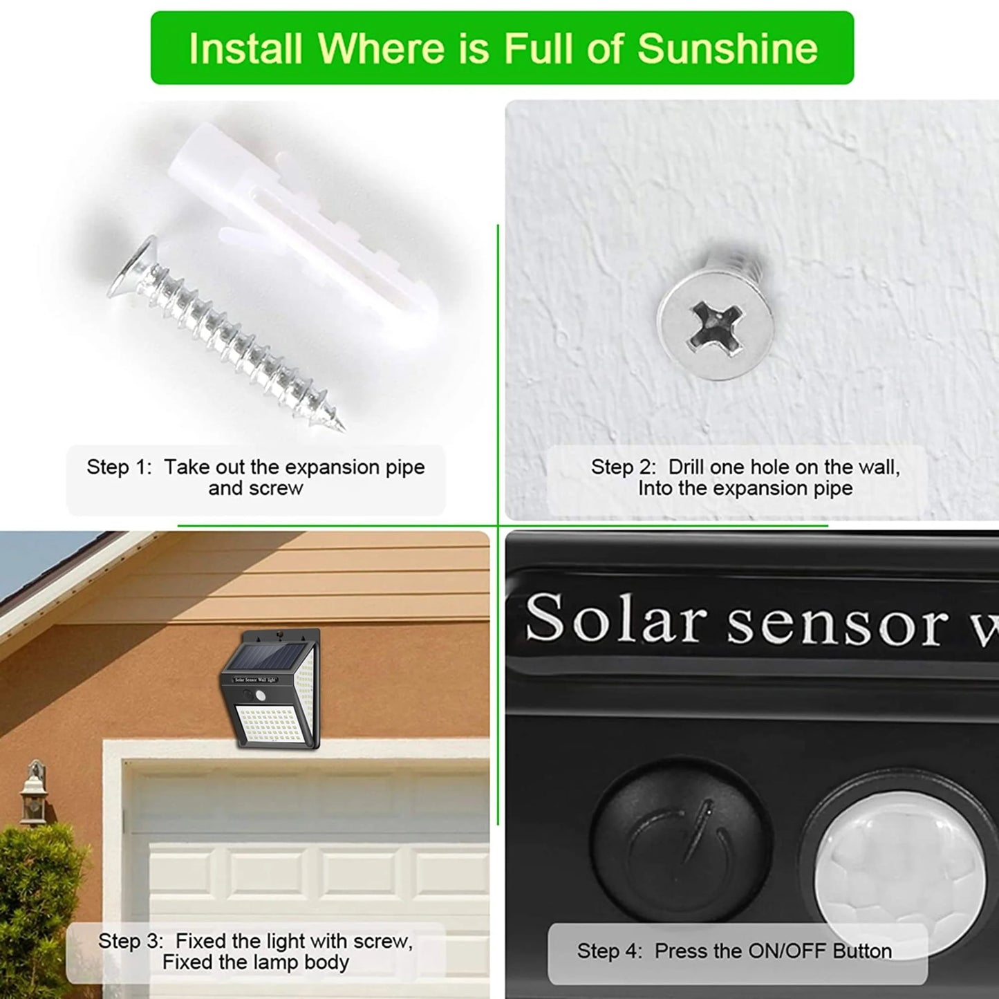 Exgreem Outdoor Wall Light Solar , 3 Modes Solar Motion Sensor Lights for Porch Garden, Patio, 6 Packs