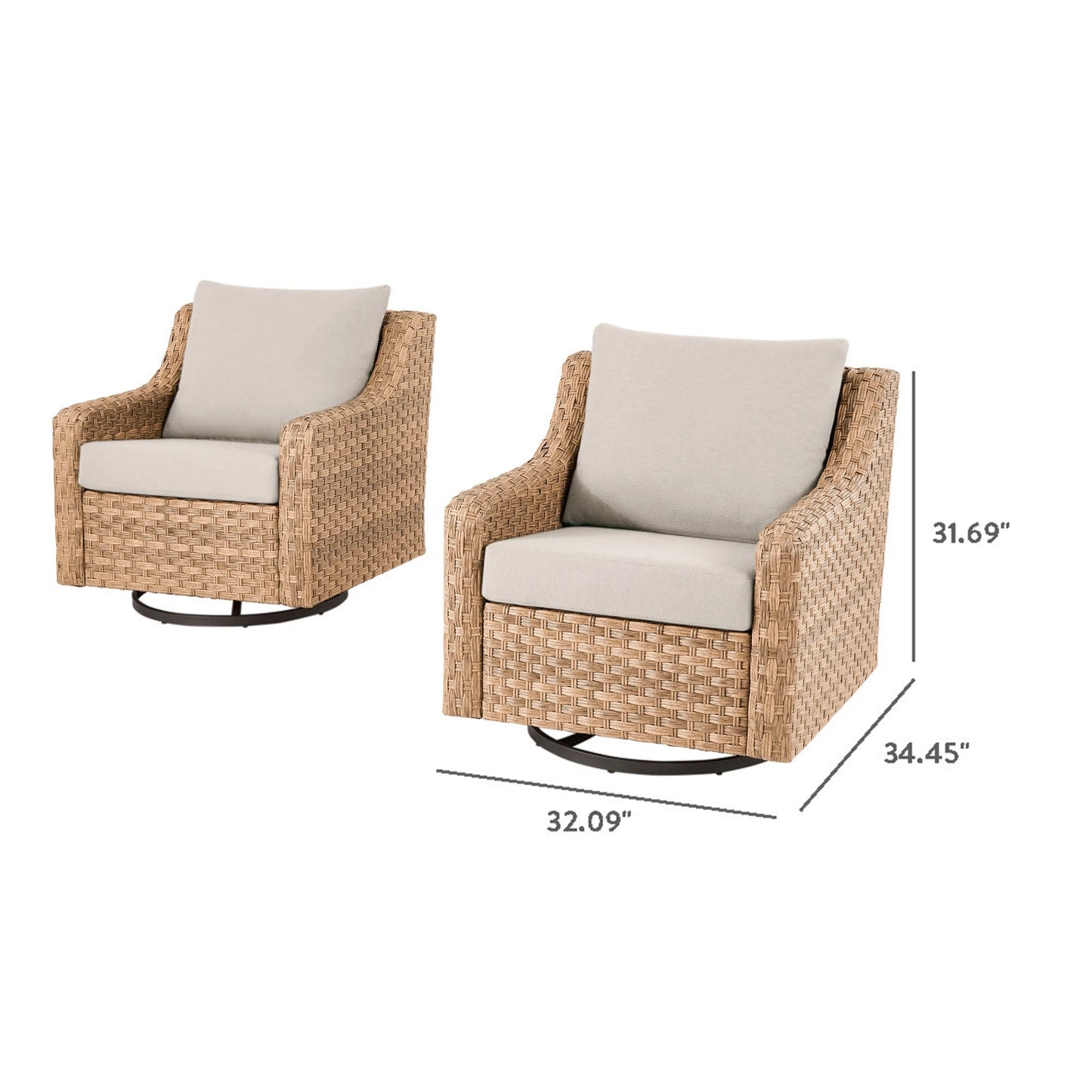 Better Homes & Gardens River Oaks Outdoor Swivel Gliders with Patio Covers, Set of 2, Natural