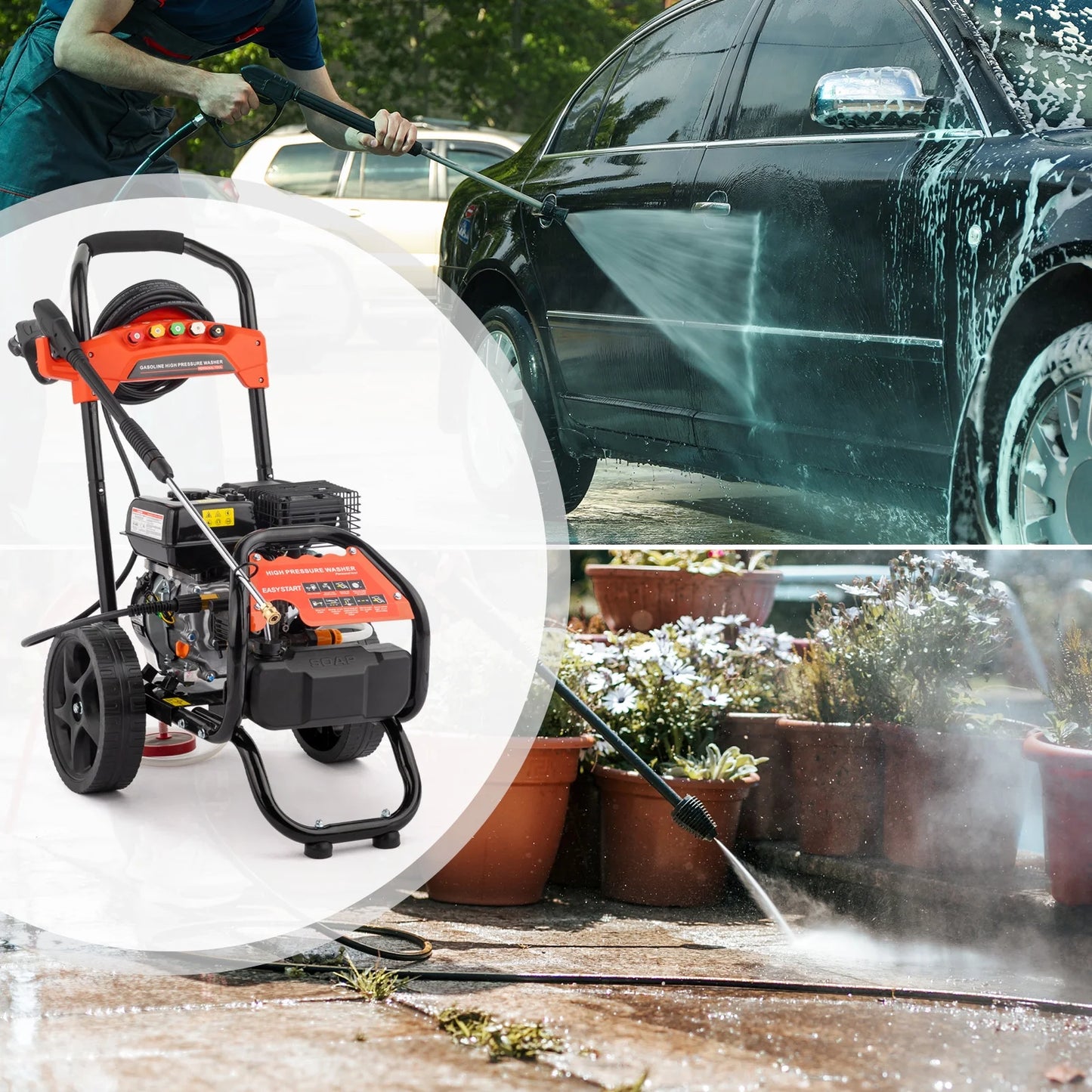 Ktaxon 198CC Gas Pressure Washer, 2700 PSI and 2.3 GPM, for Cars/Fences/Driveways/Homes/Patios