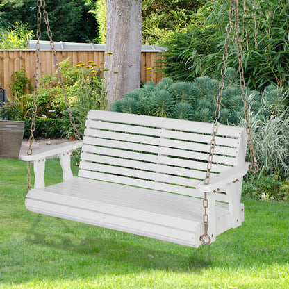 Costway Porch Swing Wood Outdoor Patio Hanging Bench Chair for Garden Backyard orange