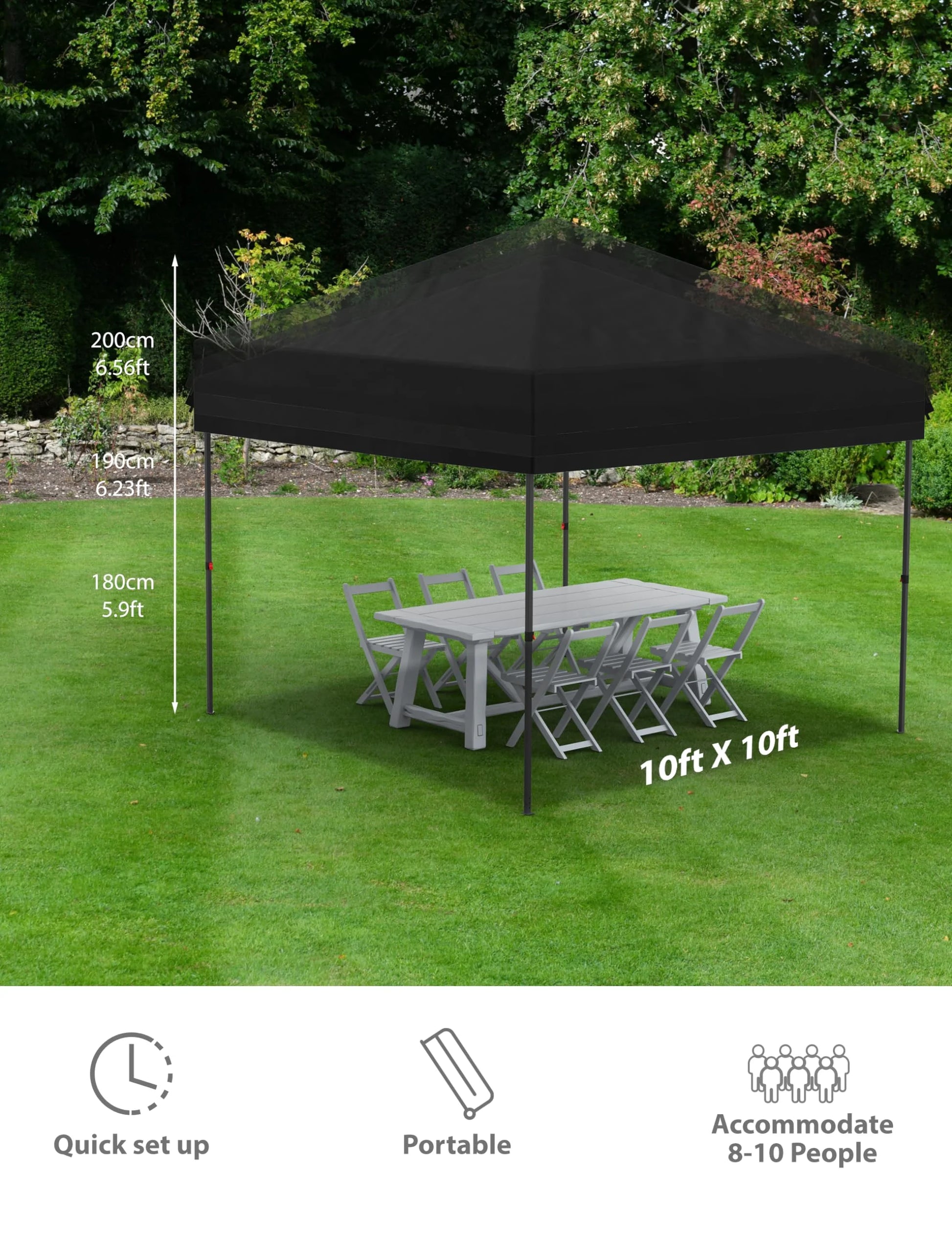 Danolapsi 10x10 Ft Pop Up Canopy Tent Easy One Person Set-up,Easy Outdoor Sun Shade,Instant Portable Shelter with 4 Stakes,4 Ropes,4 Sandbags for Patio, Outdoor Activities