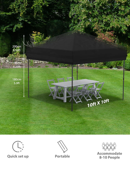 Danolapsi 10x10 Ft Pop Up Canopy Tent Easy One Person Set-up,Easy Outdoor Sun Shade,Instant Portable Shelter with 4 Stakes,4 Ropes,4 Sandbags for Patio, Outdoor Activities