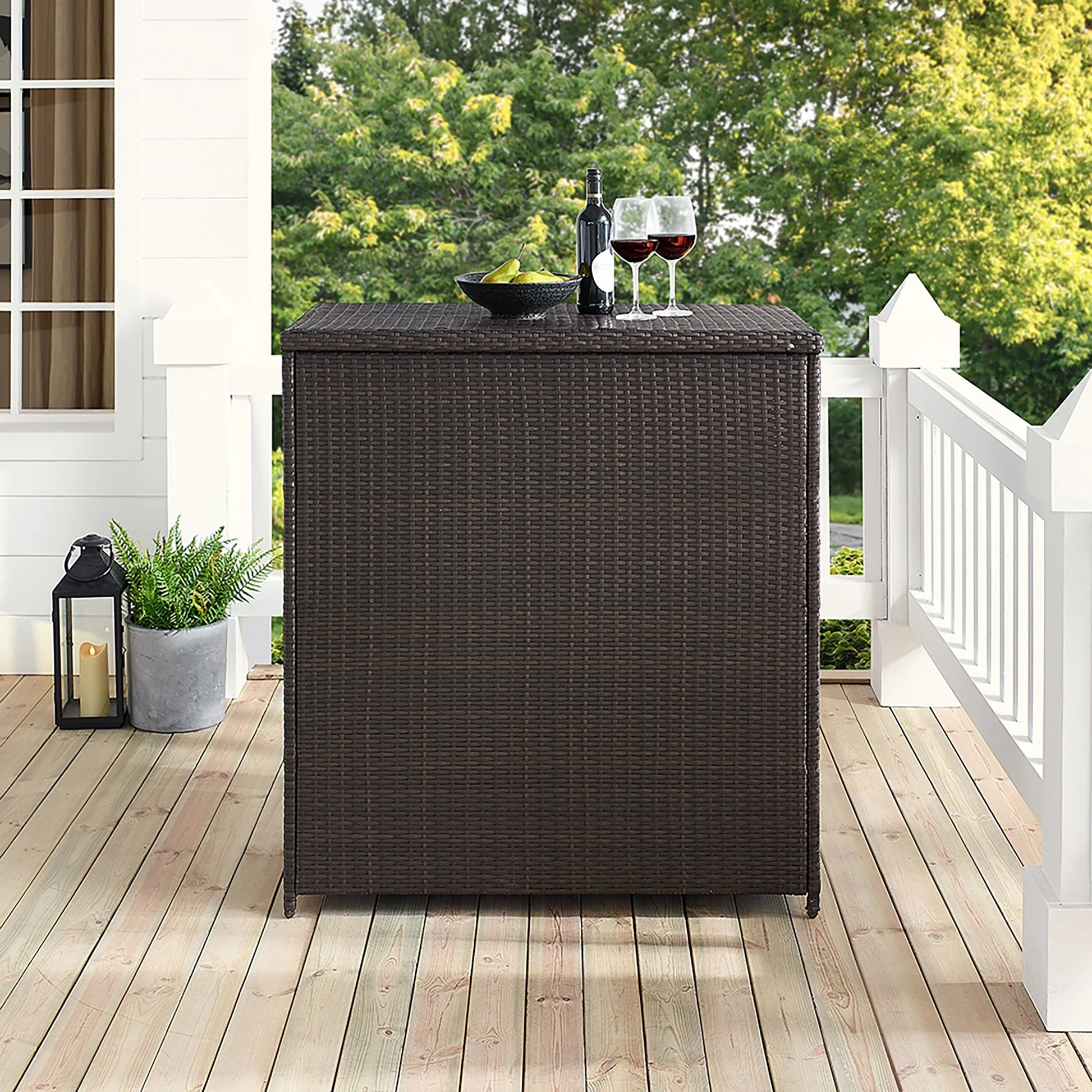 Crosley Palm Harbor Wicker/Rattan Patio Bar in Brown