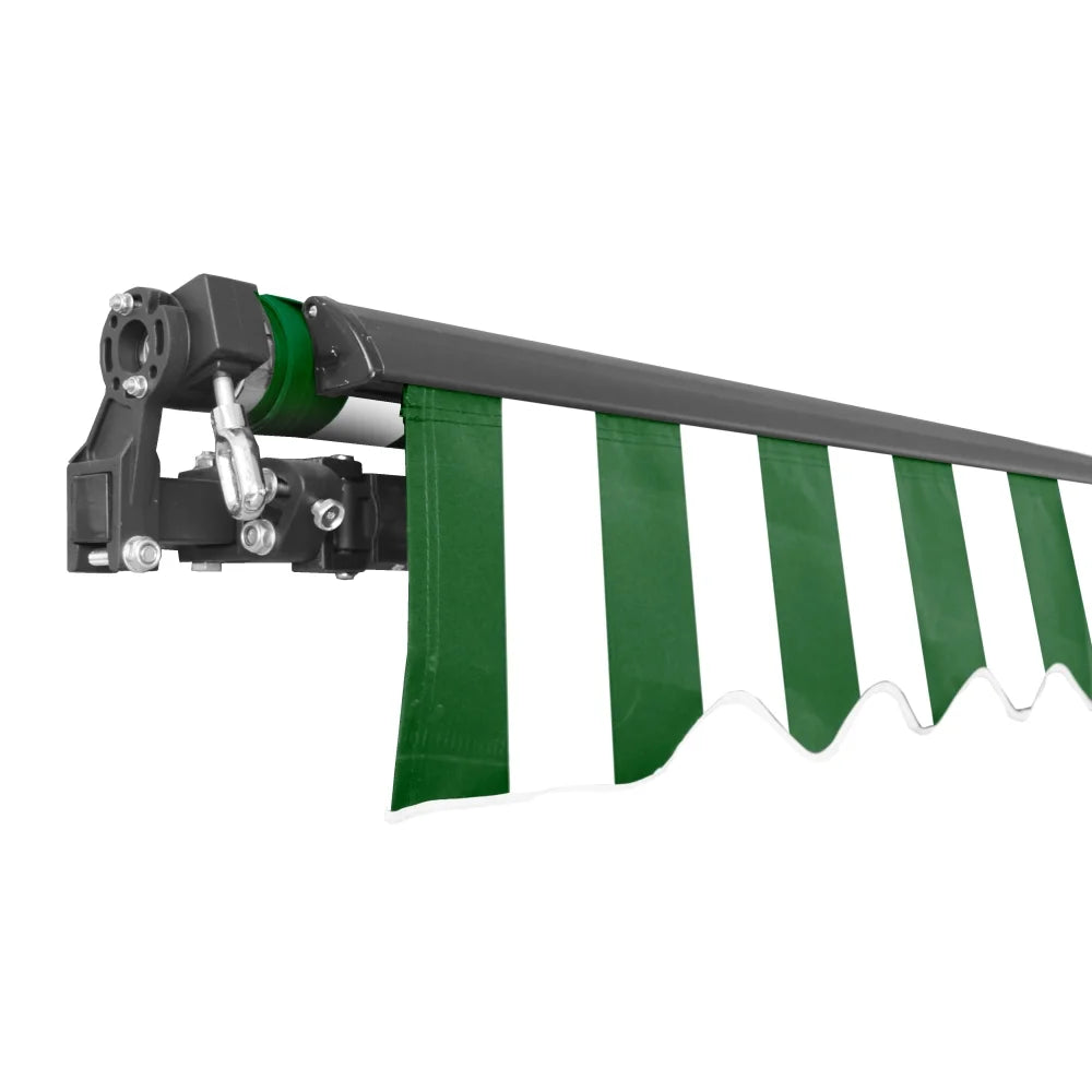 ALEKO 20' x 10' Grey White Stripes Retractable Motorized Patio Awning Sunshade