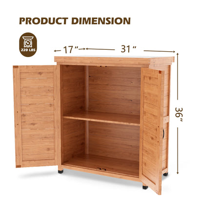 Durable Cedar Potting Bench w/Storage Cabinet & Metal Top - 31" Gray Outdoor Work Station for Patio, Balcony, Garden - Weather-Resistant, Stable X-Design