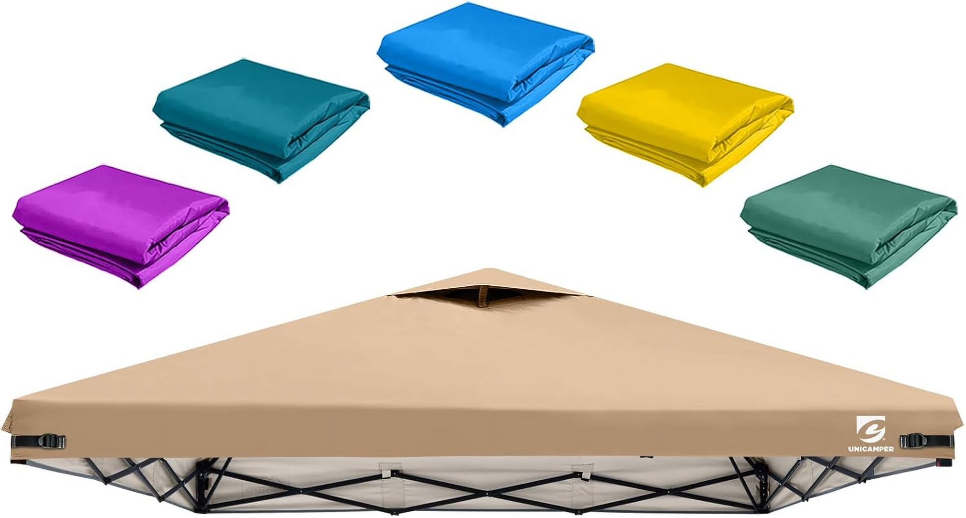 Waterproof for Exterior Garden Patio Camping Sun Shade(Top Only) (Khaki 10x10 Pop Up Canopy Replacement Top Cover with Air Vent for Straight Leg Canopy Tent, 1) | Large Capacity