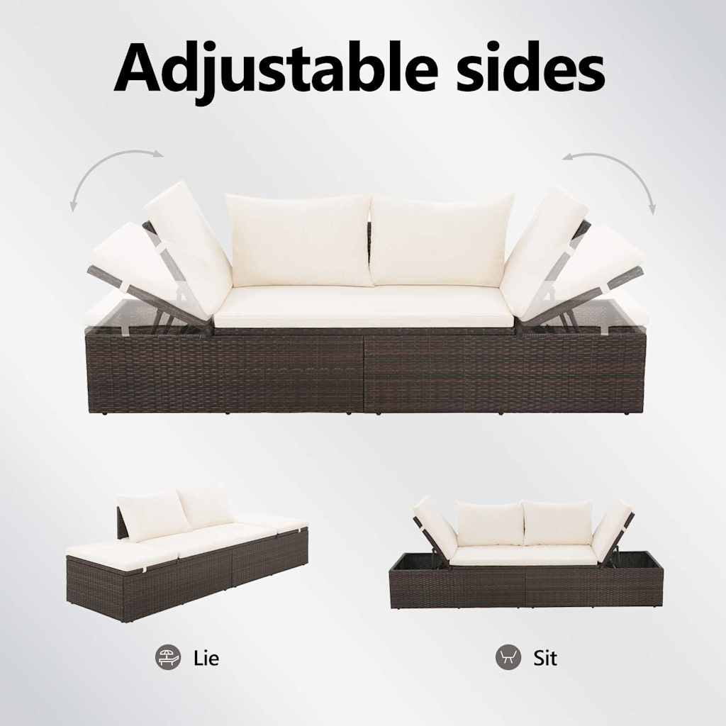 vidaXL Patio Bed Outdoor Daybed Sofa Lounge Chair Patio Furniture Poly Rattan