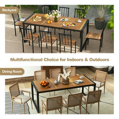 Spaco 79 Inch Acacia Wood Patio Table, Table with 1.9 Inch Umbrella Hole for Outdoor as Garden and Poolside, Brown