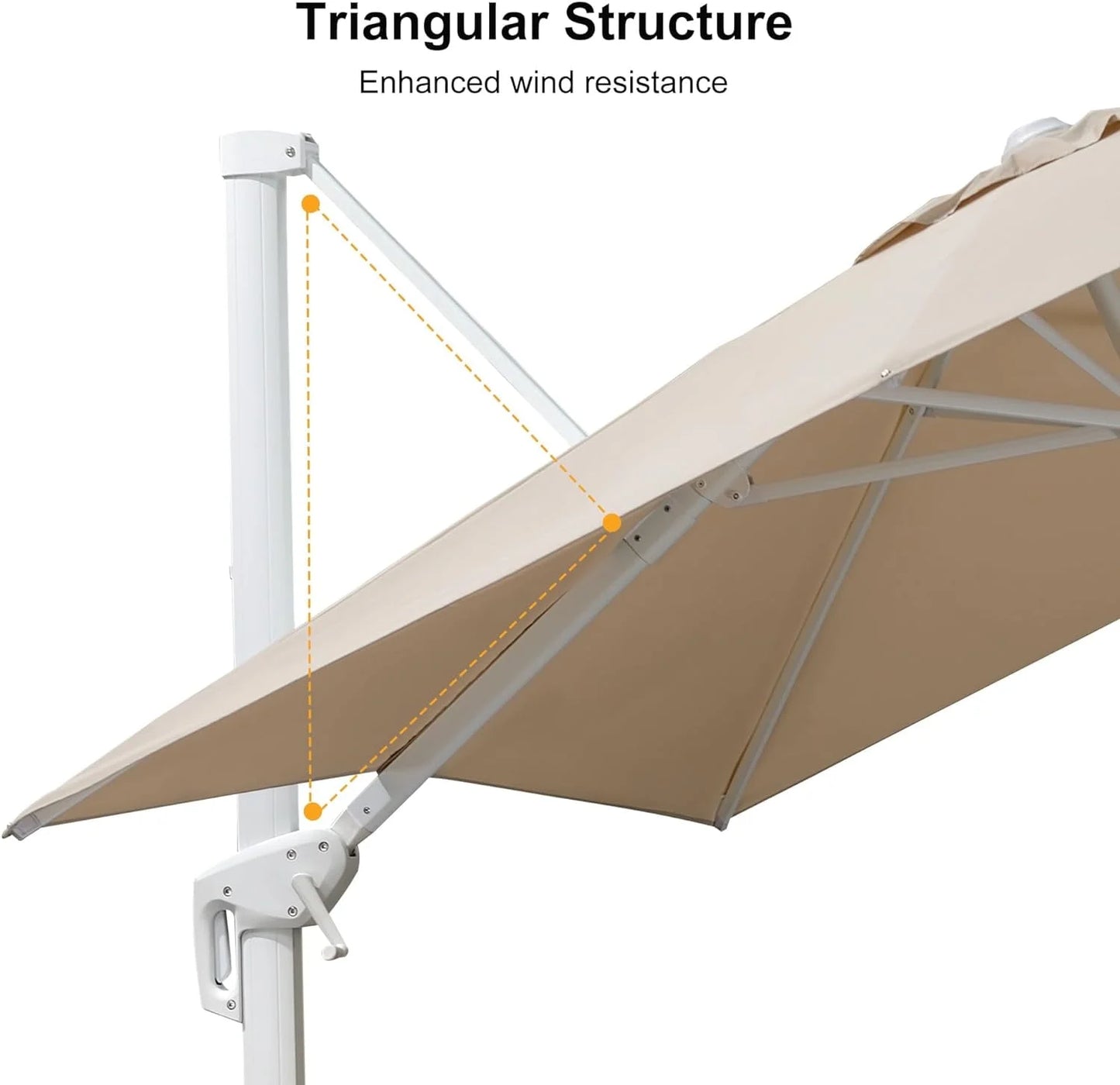 PURPLE LEAF 9 11.5 FT Patio Umbrella White Cantilever Offset Umbrella Rectangle Outdoor Umbrella with 360° Rotation for Garden Deck Pool, Beige