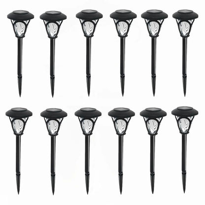 Maraawa 12 Packs Solar Pathway LED Lights 12 Hrs Landscape Waterproof Sun Powered Garden Lighting for Yard Patio Walkway Outdoor - Warm White