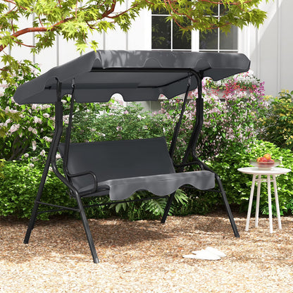 Costway Patio 3 Seats Canopy Porch Swing Glider Hammock Cushioned Steel Frame Outdoor Black